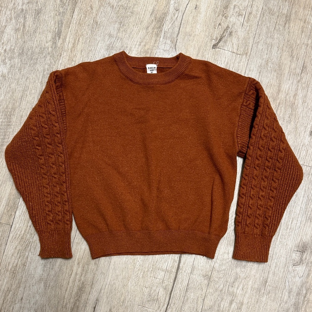 Cable Knit girls Sweater - Rust